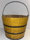 Early Staved Bucket Old Finish Mustard Yellow Paint Bail Handle Woodenware
