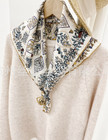 16 Momme Twill Silk Jacquard Shawl 26   Scarf Floral Print Bandanna Square Wrap