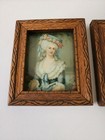 Vintage Miniature  Victorian Lady Prints Set Cottage Farmhouse Decor Wood Frame