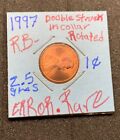1997  1c Double Struck In Collar Error Rare    