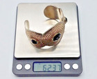 Sterling Silver Cuff Art Deco nouveau Black Glass Signed Piece Vtg  bettinka 