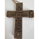 Rustic Wood Wall Cross John 3 16 Scripture Bible Verse Religious Decor
