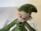  Vintage Ceramic Green Pixie Elf Sitting In Green 1950 s