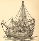 1924 Vintage Print Merchant Ship 15th Century Old Ship Vessel Craft Boat Sail