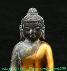 9   Old Tibet Buddhism Copper Gold Sakyamuni Shakyamuni Amitabha Buddha Statue