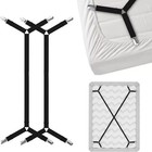 2 Pcs Adjustable Bed Fitted Sheet Straps Suspenders Belt Gripper Fastener Clips