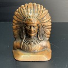 Vintage Cast Iron Native American Indian Head Bookend Doorstop Copper bronze 1pc