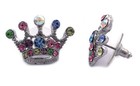Colorful Princess Crown Tiara Post Stud Earrings Girl Fashion Jewelry E2037s