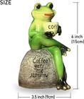 Owmell Frog Statue For Garden  Green Figurine Outdoor Coffee 