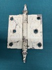 Pair Set 2 Antique Original Victorian Ornate Cast Iron 3 5  Door Hinges  3 