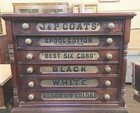 Six Drawer J   P Coats Spool Thread Cabinet With Embossed Thread Back----16279