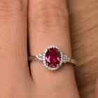 Oval Red Zircon 925 Sterling Silver Ring Women s Wedding Rings Jewelry Size 6-10