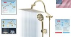 Polished Brass 10   Shower Head Combo  High Pressure   Adjustable Extension Arm
