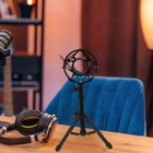 Compact Black Microphone Stand For Desk With Adjustable Angle And Stable Support