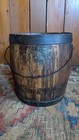 Best Antique Early Country Wood Paint Bucket W  Metal Plaque 9 25 