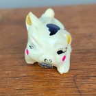 Vintage Figural Celluloid Sewing Tape Measure Winking Pig With Flowers Japan