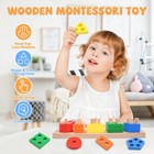 Wooden Baby Stacking Rainbow Blocks Montessori Sorting Shape Puzzle Toy