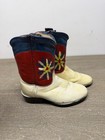 Vintage Acme Kids Cowboy Boots Youth 6d Usa Hand Painted Western Red Blue