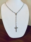 Vintage Sterling Silver Rosary With Clear Faceted Crystal Beads 