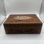 Vintage Hand Carved Wood Jewelry trinket Box With Inlay Sheesham From India