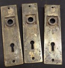 Set Of 3 Antique Eastlake Style Cast Brass Door Knob Backplates