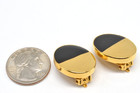 Givenchy Gold Tone Clip-on Earrings Signed Paris New York Black Beautiful C122