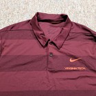 Virginia Tech Hokies Polo Shirt Men Xl Nike Dri Fit Maroon Striped Golf Sports