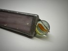 Vtg Slag Glass Triangle Kaleidoscope Stained Glass Marble In Wire Pink Purple