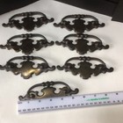 Lot Of 7 Antique-style Metal Bail Drawer Pulls  Scroll Design  Brown W  Screws
