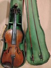 Early 1800s Antique Violin With Case And Two Bows As Found