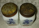 Cute Vintage White Milk Glass Dutch Boy   Girl Salt   Pepper Shakers