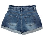 High-rise Jean Shorts Sz Medium Blue Cuffed Hems Stretch Denim Wide Waistband