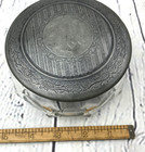 Antique Vtg Monogramed Glass Metal Vanity Dresser Powder Covered Jar Dish