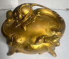 Vintage Jb Jennings Bros Ornate Art Nouveau Jewelry Casket Trinket Box Roses 