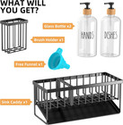 Kitchen Dish Soap Dispenser Set With Black Sponge Holder And 2 Pack 16 9oz Clear