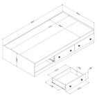 South Shore Summertime Twin Mates Bed  39    With 3 Drawers  Pure White