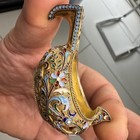 Antique Imperial Russian 84 Silver Enamel Gold Washed Kovsh By M  Semenova