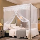 White Mosquito Net Bed Canopy Tent - 3-sided Opening  King Size 76x80x75 Inches