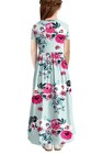 Storeofbaby Girls Plain Floral Maxi Dress Floor Length With Pockets Casual      