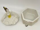 Art Deco Sitzendorf Powder Jar Dresser Trinket Box Vanity Pierrette Clown 1920 s