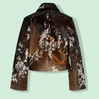 Cow Print Real Leather Hair-on Jacket Vintage Style Western Zip-up Black   White
