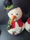 Lot Of 2 Husband   Wife Plush 12  Snowman Embroidered Table Decorations