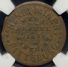1863 Civil War Pittsburgh Pa Token Henry Miner News Dealer F-765m-5a Coin Ngc Au