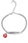 Medical Alert Id Bracelet - Diabetes Type 1 Or Type 2 - Stainless Steel Chain