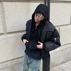 Unisex Korean Flight Cropped Boxy Cleanfit Warm Padded Jacket Zip Outerwear Coat