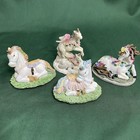 Lot Of 4 Vintage Resin Unicorn Figurines Colorful Sparkles Wings Flowers Saddles