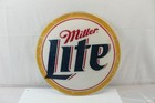 Vintage Miller Lite Round Convex Plastic Beer Advertising Sign 17-3 4 