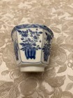Chinese Porcelain Bowl Blue   White Hexagonal Floral Motif  7cm  W  7 Cm H