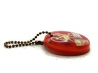 Vintage Red Plastic Keychain Fob Gold Tone Dancing Couple Mid Century Swing