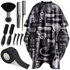 10-in-1 Hair Cutting Cape Set With Neck Duster  Combs  Clips   Strips - Salon Ac